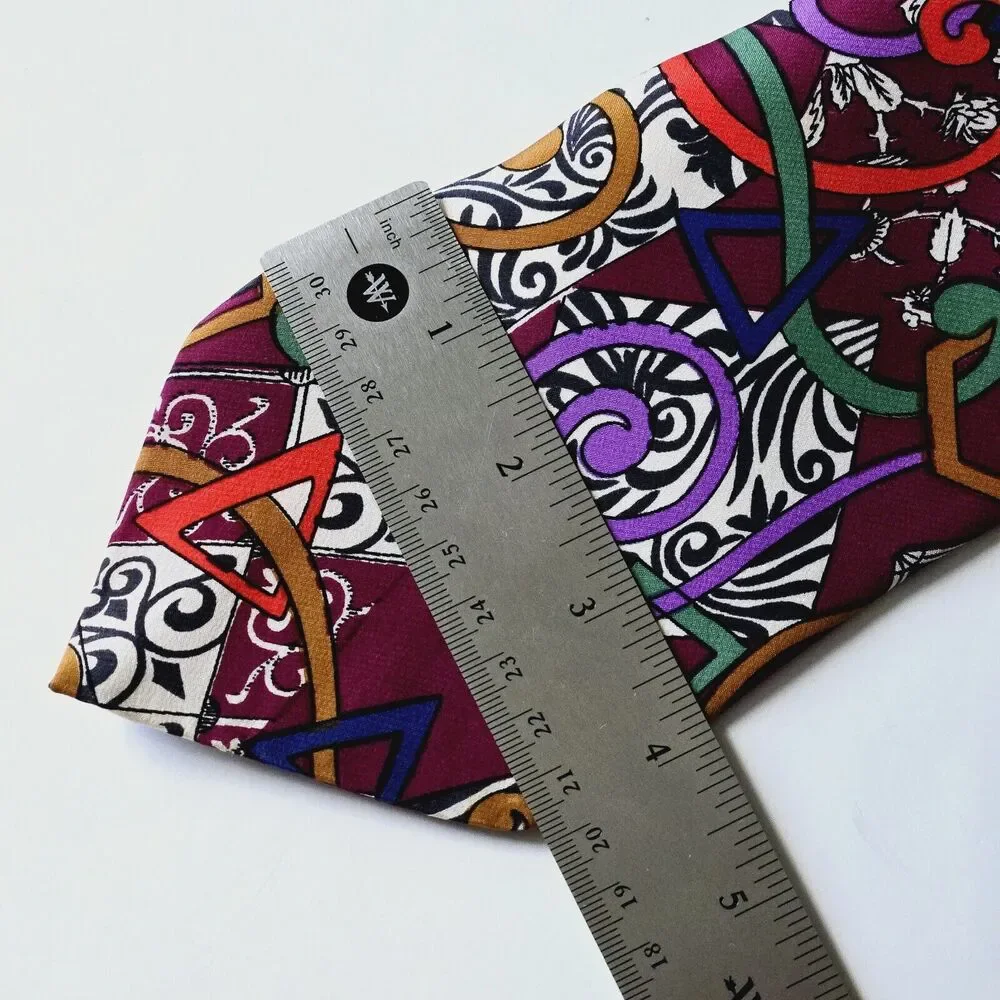 Vintage Silk Tie Abstract Geometric Colorful Maximalist Retro Mod Handmade Jsaco